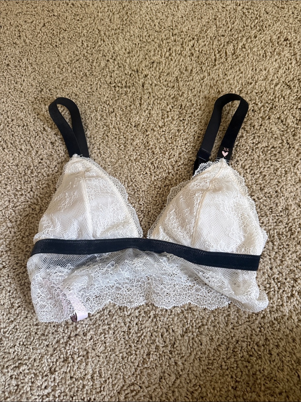 Lace Bralette with Contrast Band - White